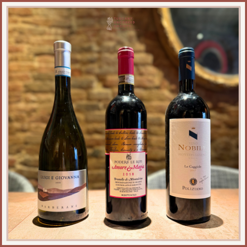 San Valentino Wine Box with Brunello di Montalcino, Vino Nobile di Montepulciano and Orvieto Classico Bianco